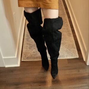 Good American The Weekend Black Suede Over The Knee Boot Size 9